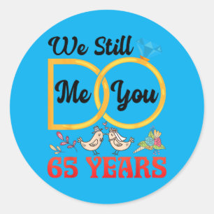 Couple 65th Wedding Anniversary Married 65 Years Classic Round Sticker