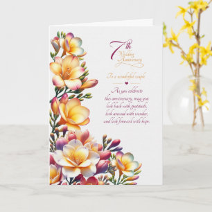 Couple 7th Anniversary Sentimental Freesias Card