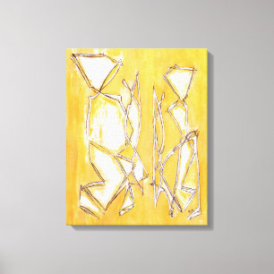 Couple Abstract Bright Yellow Colourful Living Roo Canvas Print