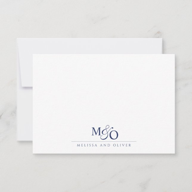 Couple Ampersand Blue Monogram Card (Front)