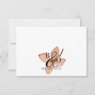 Couple Ampersand Monogram   Rustic Watercolor Leaf Card