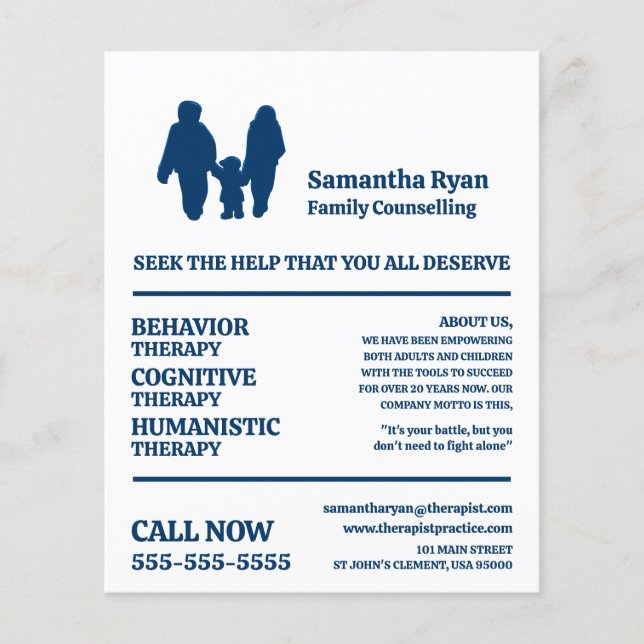 Couple and Child Design, Psychotherapist, Therapy Flyer (Front)
