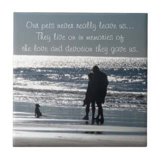 Couple and Their Dog by the Ocean - Personalizable Tile