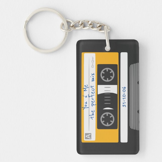 Couple Anniversary 1980's Vintage Cassette Tape Key Ring (Front)