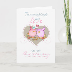 Couple Anniversary Card With Love Birds - Lesbian