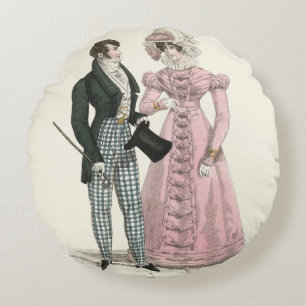 Couple Antique Wedding 1823 Man Woman Fashion Round Cushion