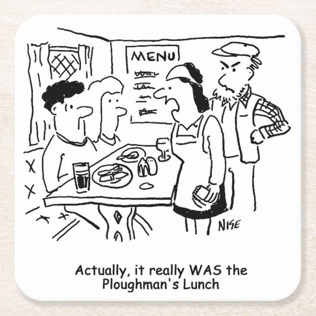 Couple are Told They've Eaten Ploughman's Lunch Square Paper Coaster (Front)