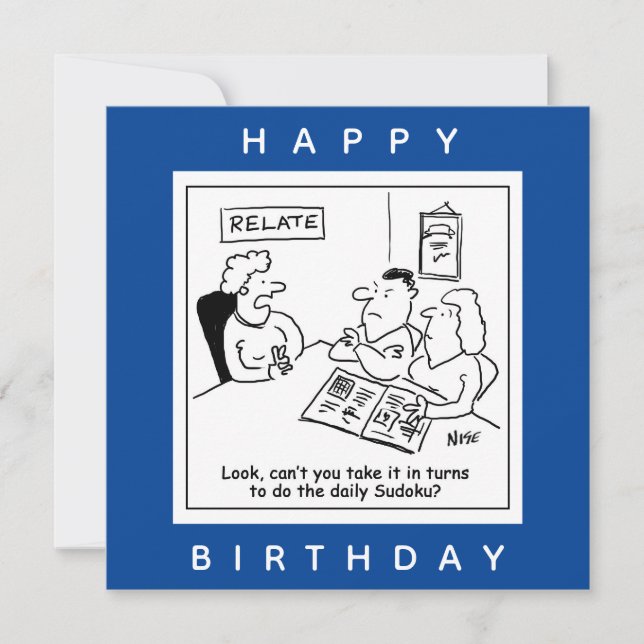 Couple Argue About Sudoku Cartoon Card (Front)