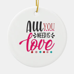Couple Art All You Need Is Love Ceramic Tree Decoration