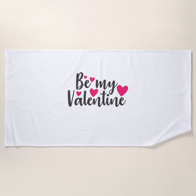 Couple Art Be My Valentine Beach Towel (Front)