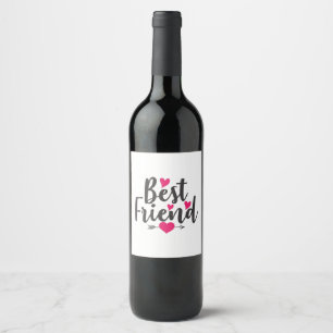 Couple Art Heart Best Friend Wine Label