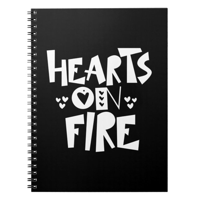Couple Art Hearts On Fire Notebook (Front)