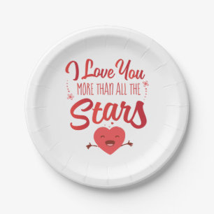 Couple Art I Love You More Than All The Stars Paper Plate