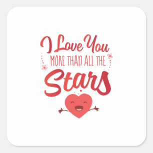 Couple Art I Love You More Than All The Stars Square Sticker