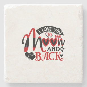 Couple Art I Love You To The Moon Stone Coaster