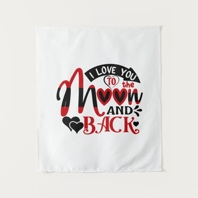 Couple Art I Love You To The Moon Tapestry (Front)