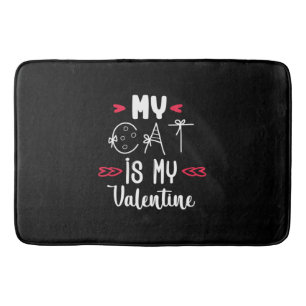 Couple Art My Cat Is My Valentine Bath Mat