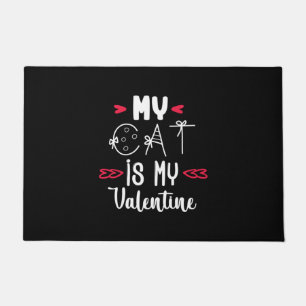 Couple Art My Cat Is My Valentine Doormat