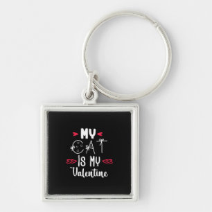 Couple Art My Cat Is My Valentine Key Ring