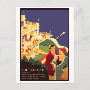 Couple at Folkestone Beach Postcard