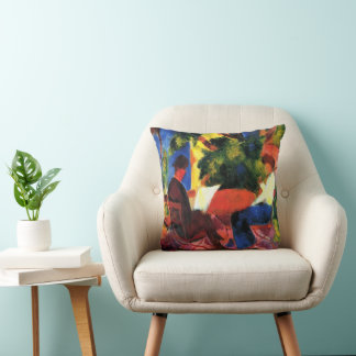 Couple At The Garden Table by August Macke Cushion