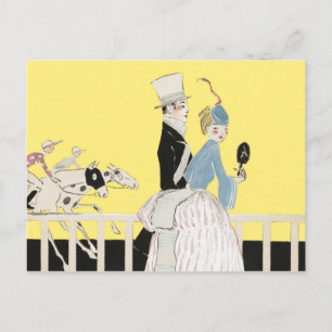 Couple At The Races Postcard