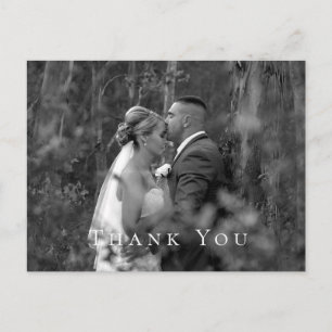 Couple B/W Photo Wedding Thank You Postcard