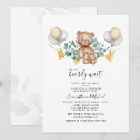 Couple Baby Shower Eucalyptus Bear Greenery Script