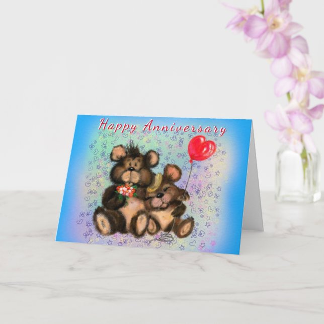 Couple Bear Love Anniversary Card (Orchid)