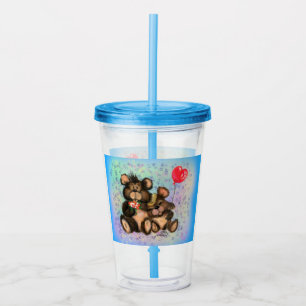 Couple Bear with Heart Balloon Acrylic Tumbler
