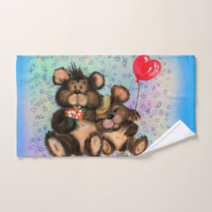 Couple Bear with Heart Balloon Bath Towels