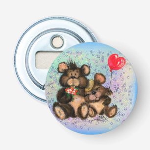Couple Bear with Heart Balloon Bottle Opener
