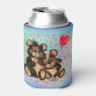 Couple Bear with Heart Balloon Can Cooler