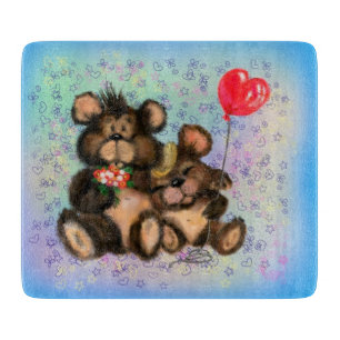 Couple Bear with Heart Balloon Cutting Board