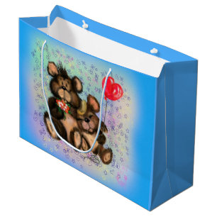 Couple Bear with Heart Balloon Gift Bag