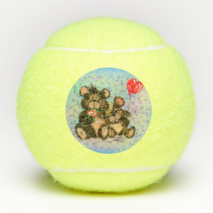 Couple Bear with Heart Balloon Tennis Balls
