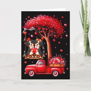 Couple Bernese Mountains Valentine Hearts Tree Pic Card