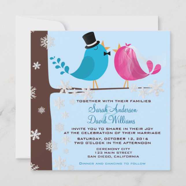 Couple Birds On Branch | Wedding Invitation (Front)