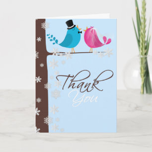 Couple Birds on Branch   Winter Thank You Card