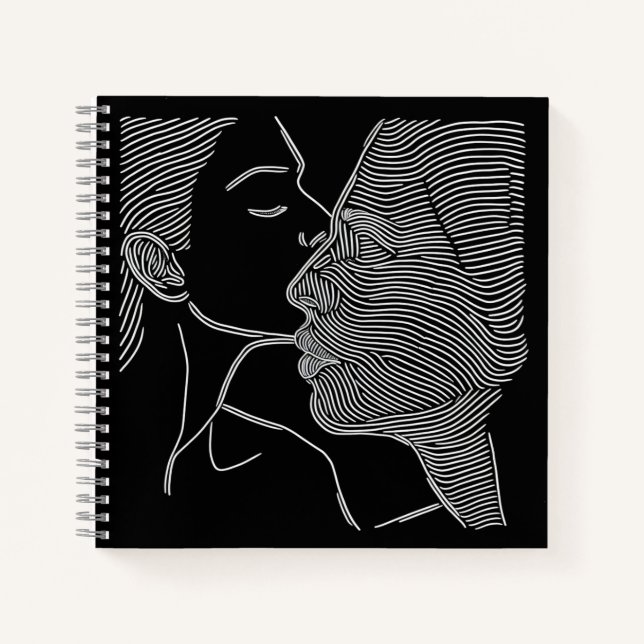 Couple Black and White Line Art Notebook (Front)