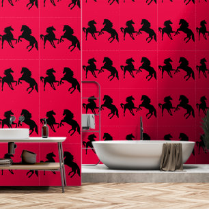 Couple Black Horse Custom Colour Red Wallpaper