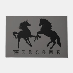Couple Black Horse Doormat - Custom Colours