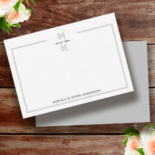 Couple Black White Elegant Simple Monogram Card