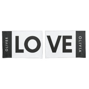 Couple black white serif love typography modern pi pillowcase