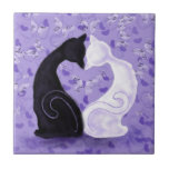 Couple Cat Ceramic Tile<br><div class="desc">Beautiful Love Couple Cat Tiles - MIGNED Painting Design</div>