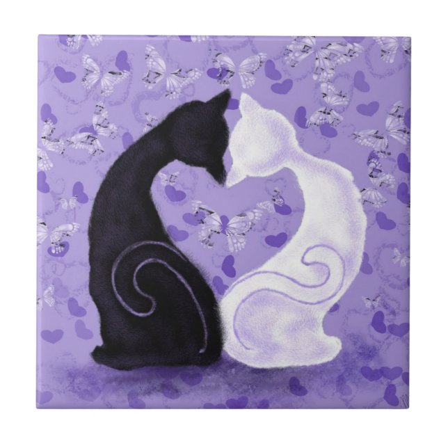 Couple Cat Ceramic Tile (Front)