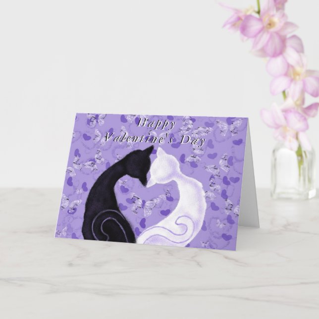 Couple Cat Valentine's Day Card (Orchid)