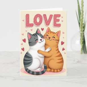 Couple Cats Hugging Love Card