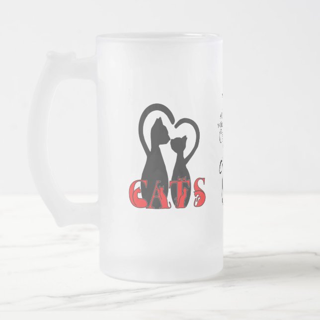 Couple Cats in the home Frosted Glass Beer Mug (Left)
