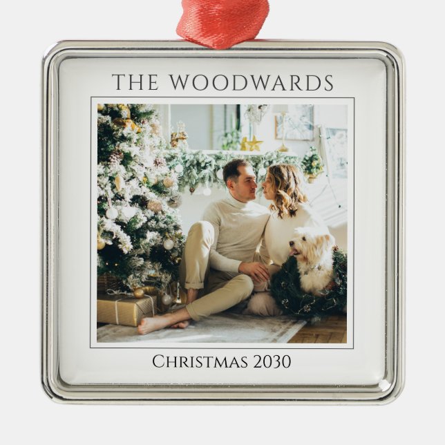 Couple Christmas Photo Keepsake Metal Tree Decoration (Front)
